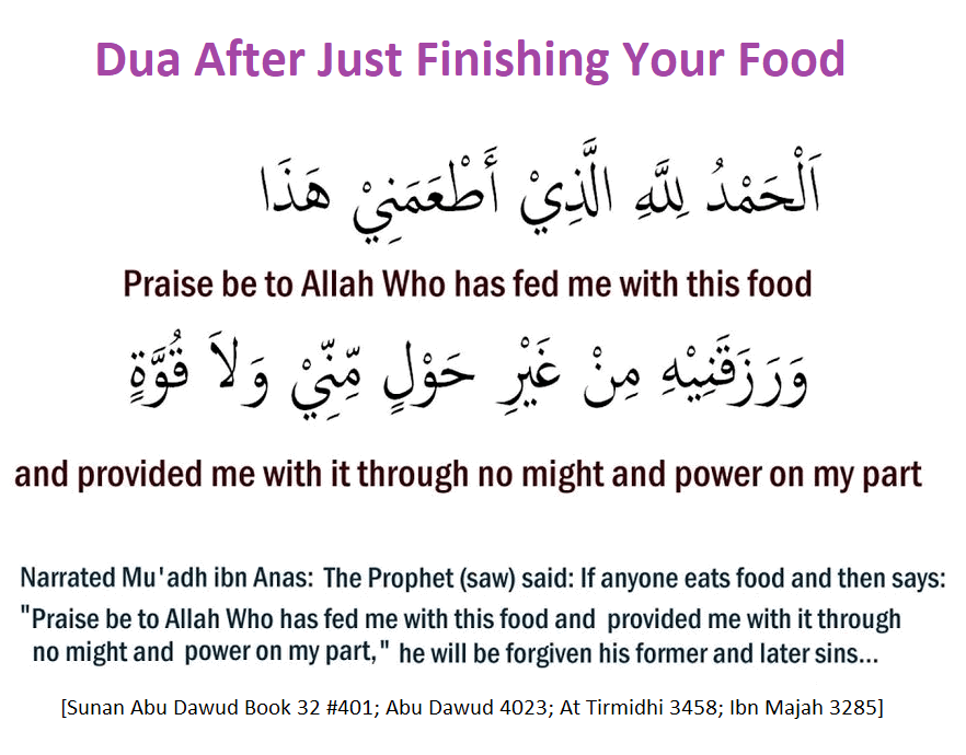 Dua After Just Finishing Your Food