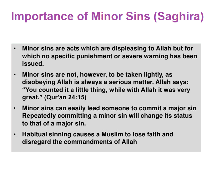 Importance of Minor Sins (Saghira)