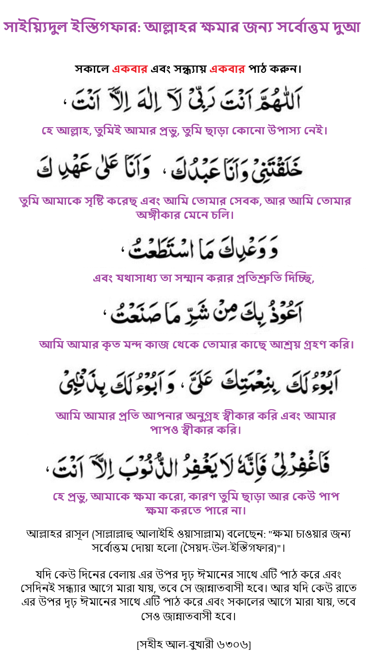Bengali - Sayyidul Istighfar