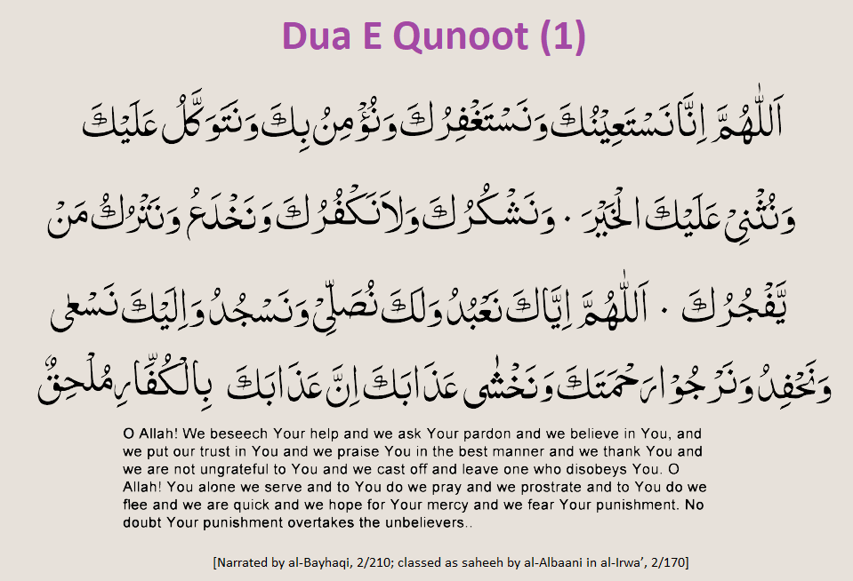 Dua E Qunoot Prayer Dua Qunoot English Transliteration Audio 