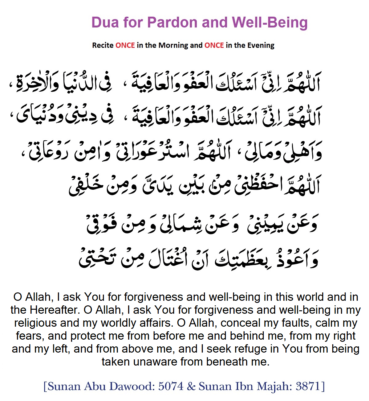 Dua For Pardon & Well-Being