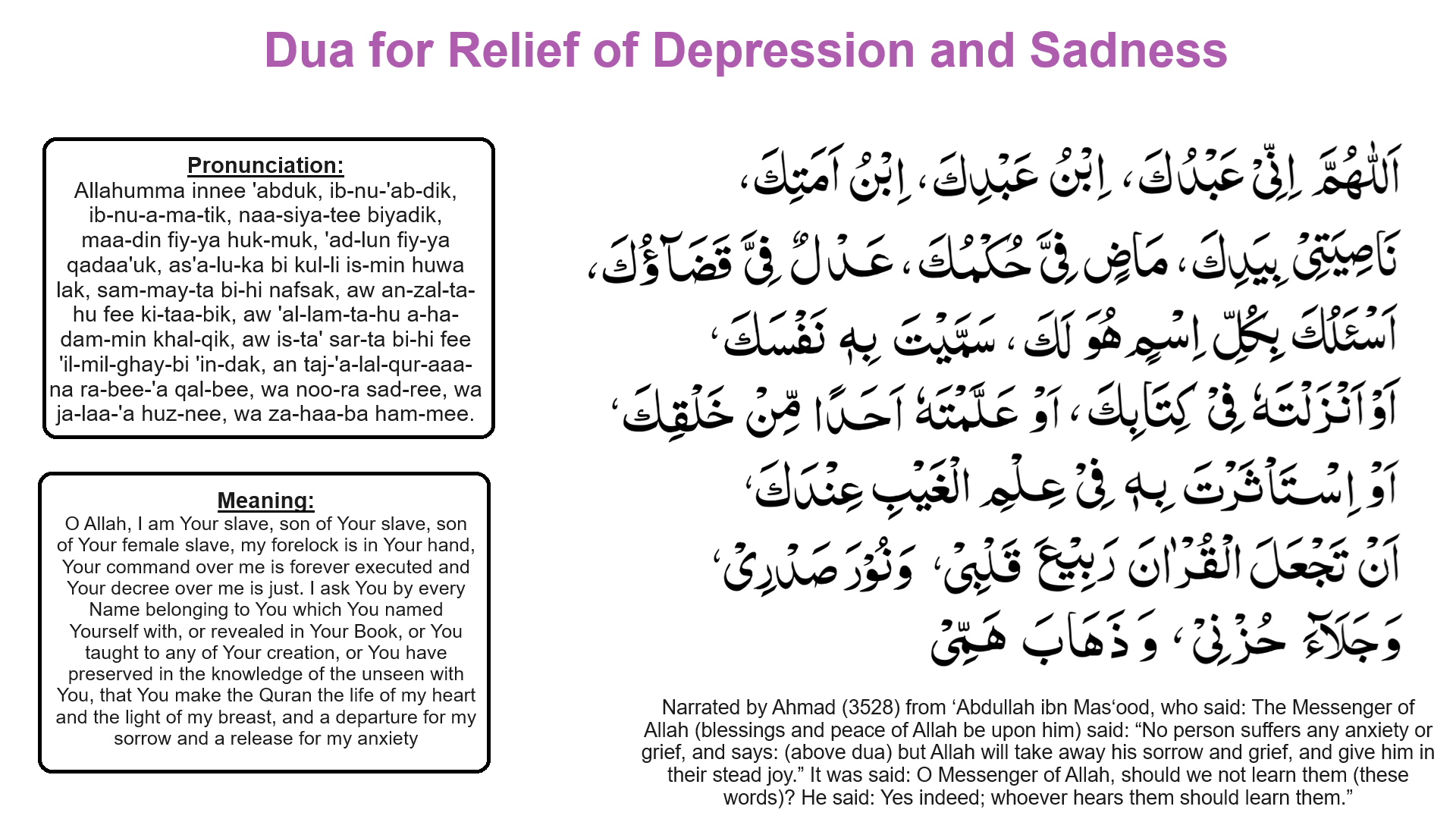 Dua for Relief of Depression and Sadness