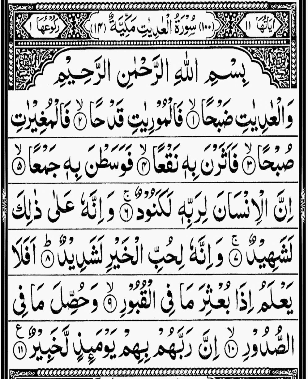 Surah Al Adiyat Duas Revival Mercy Of Allah